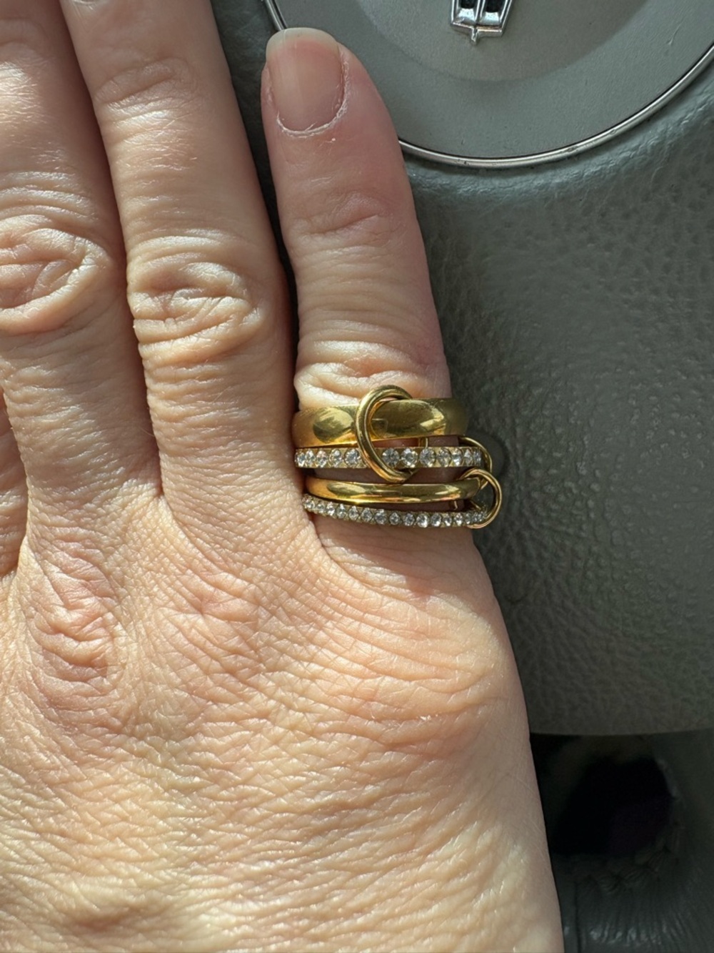Gold-Tone Crystal Wrap Stacking Ring - Picture 3 of 5